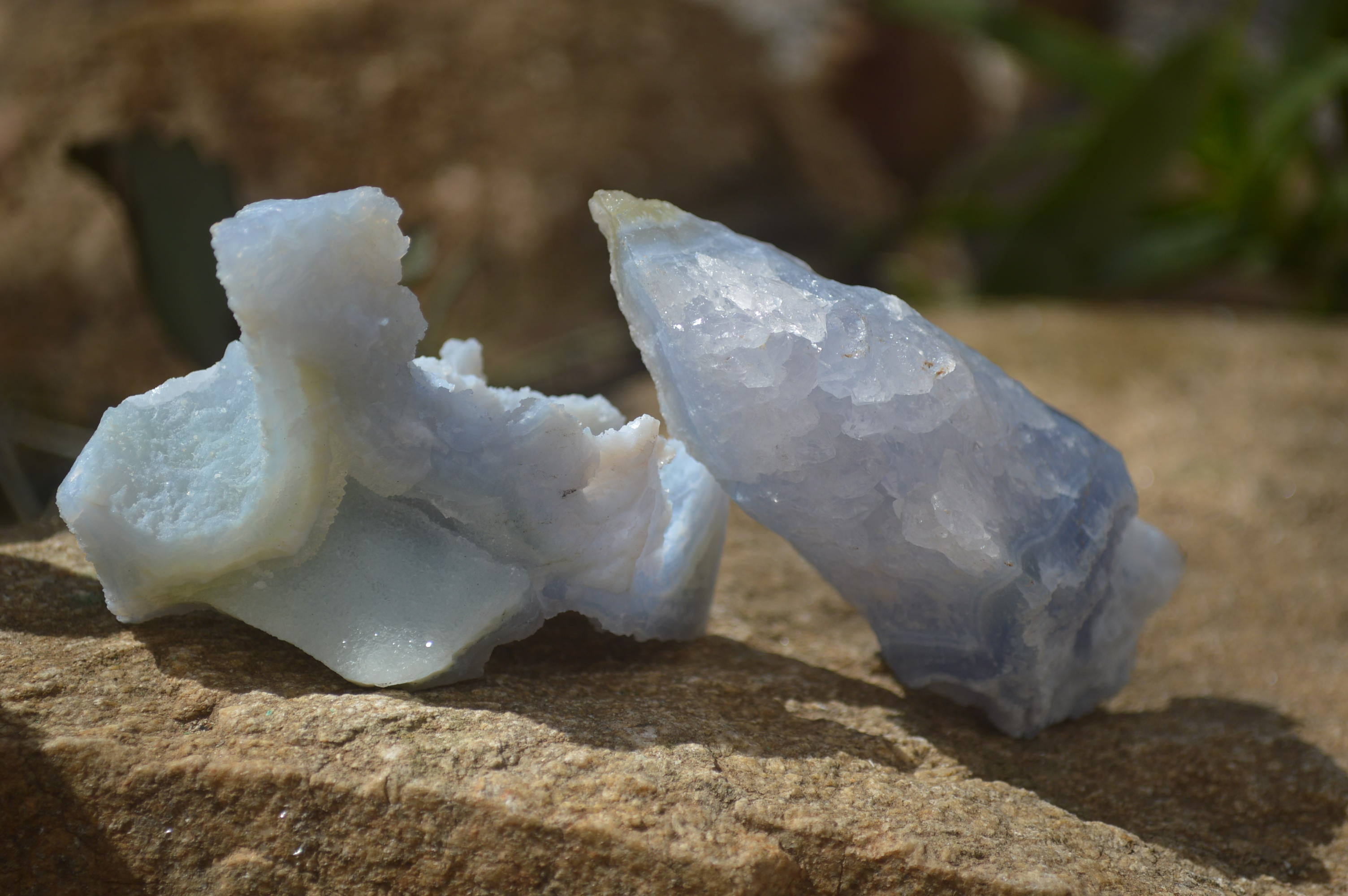 Natural Etched Blue Chalcedony Specimens x 12 From Nsanje, Malawi - Toprock Gemstones and Minerals 