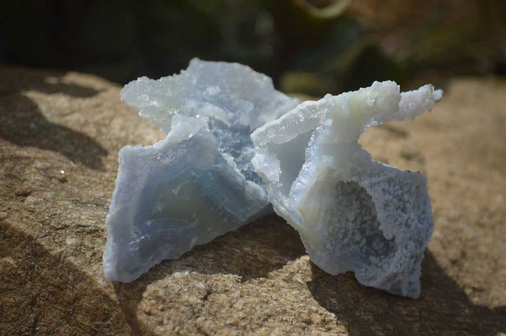 Natural Etched Blue Chalcedony Specimens x 12 From Nsanje, Malawi - Toprock Gemstones and Minerals 