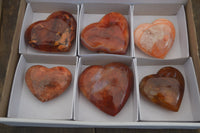 Polished Carnelian Gemstone Hearts x 6 From Madagascar