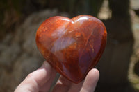 Polished Carnelian Gemstone Hearts x 6 From Madagascar