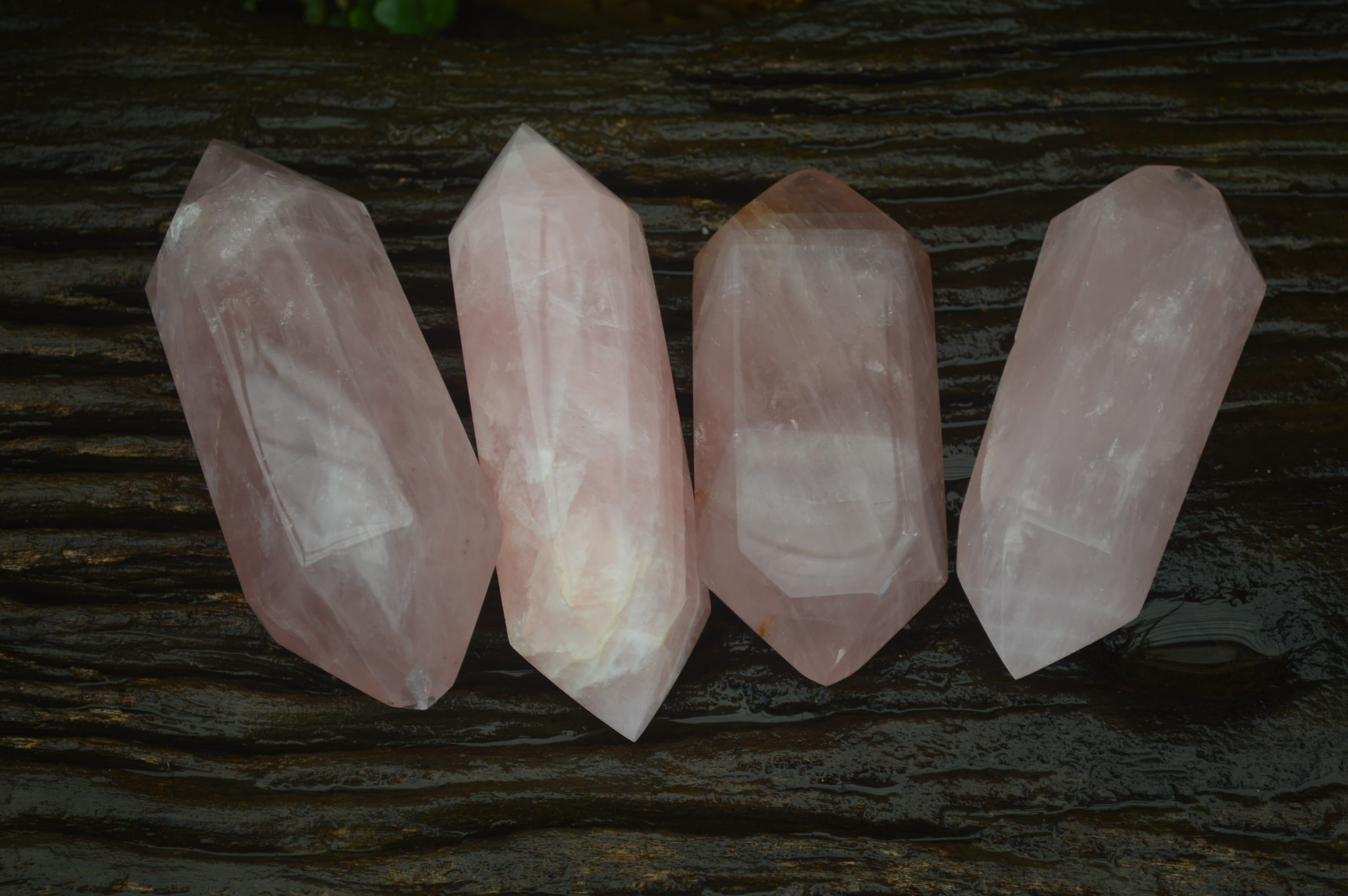 Polished Double Terminated Rose Quartz Crystals x 4 From Madagascar - Toprock Gemstones and Minerals 