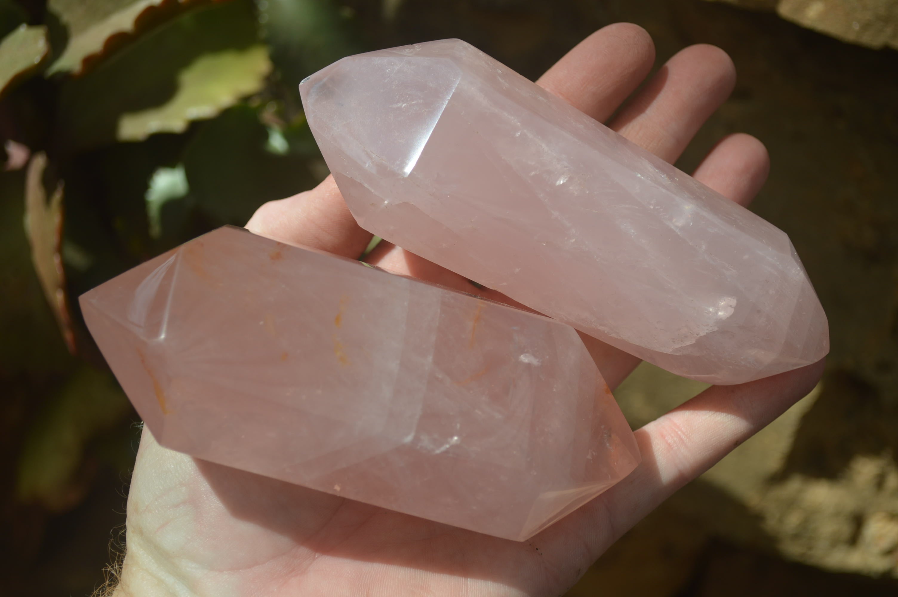 Polished Double Terminated Rose Quartz Crystals x 4 From Madagascar - Toprock Gemstones and Minerals 