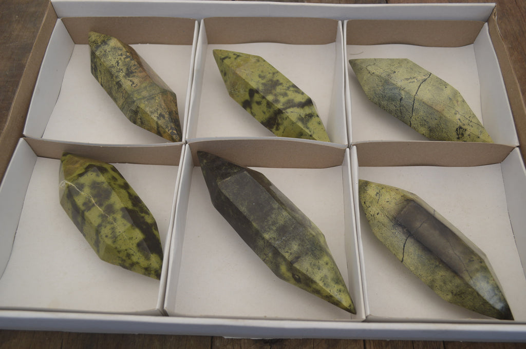 Polished Leopard Stone Standing Free Forms x 6 From Nyanga, Zimbabwe - Toprock Gemstones and Minerals 