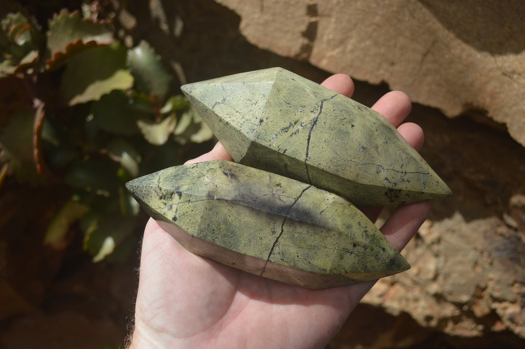 Polished Leopard Stone Standing Free Forms x 6 From Nyanga, Zimbabwe - Toprock Gemstones and Minerals 