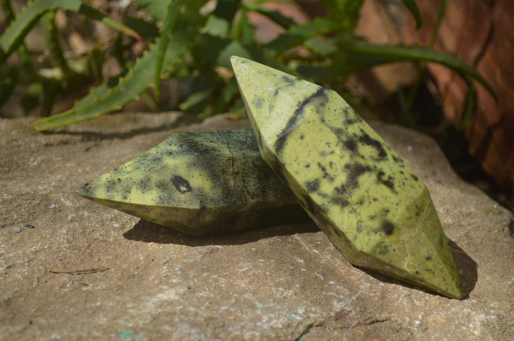 Polished Leopard Stone Standing Free Forms x 6 From Nyanga, Zimbabwe - Toprock Gemstones and Minerals 