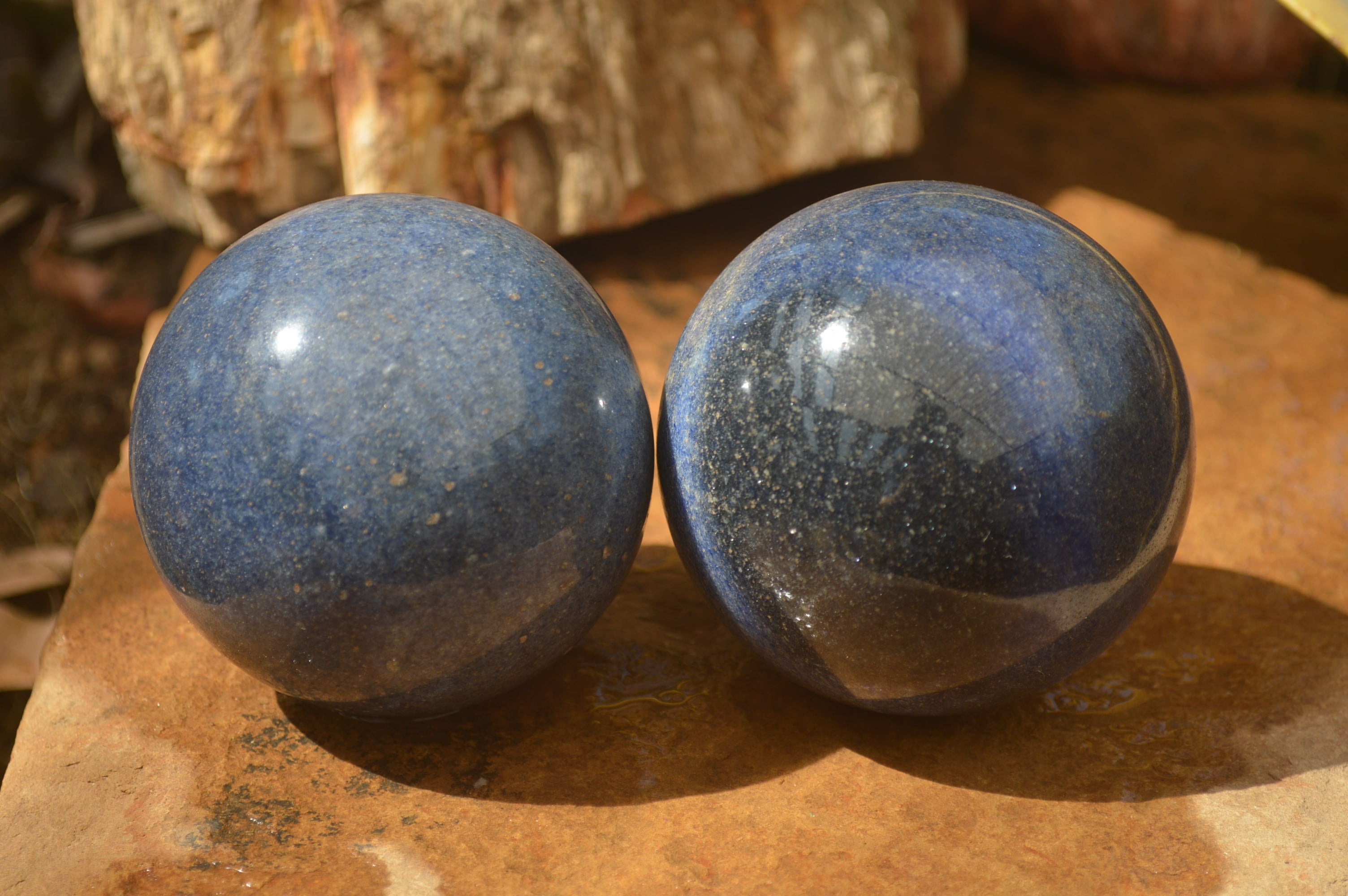Polished Lazulite Spheres x 2 From Madagascar - Toprock Gemstones and Minerals 