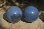 Polished Lazulite Spheres x 2 From Madagascar - Toprock Gemstones and Minerals 