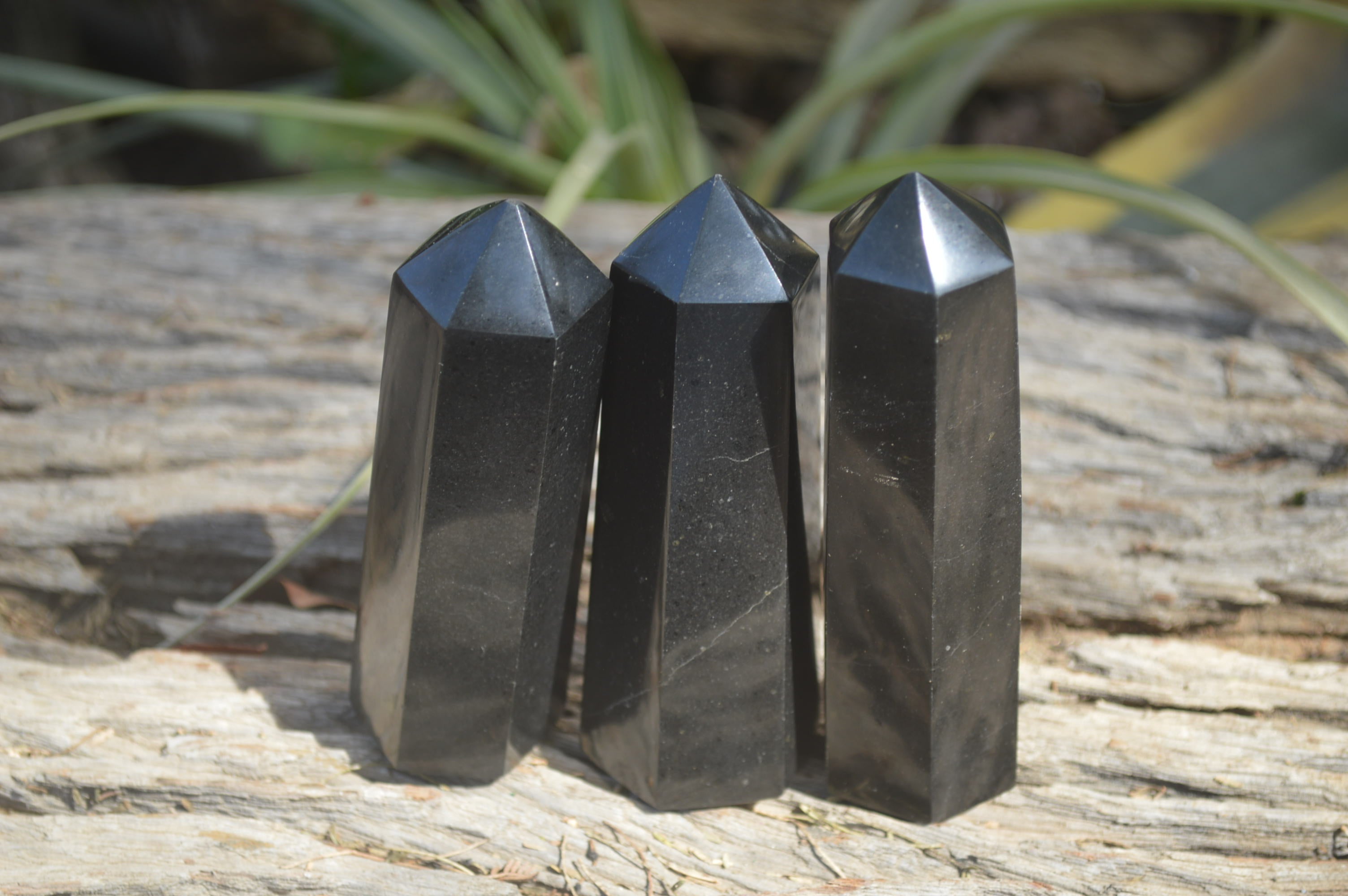 Polished Black Basalt Points & Eggs x 6 From Antsirabe, Madagascar - Toprock Gemstones and Minerals 