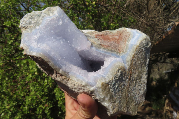 Natural Blue Lace Agate Geode Specimens x 2 From Nsanje, Malawi - Toprock Gemstones and Minerals 