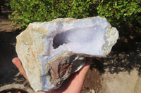 Natural Blue Lace Agate Geode Specimens x 2 From Nsanje, Malawi - Toprock Gemstones and Minerals 
