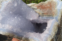 Natural Blue Lace Agate Geode Specimens x 2 From Nsanje, Malawi - Toprock Gemstones and Minerals 