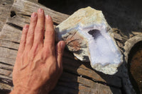 Natural Blue Lace Agate Geode Specimens x 2 From Nsanje, Malawi - Toprock Gemstones and Minerals 