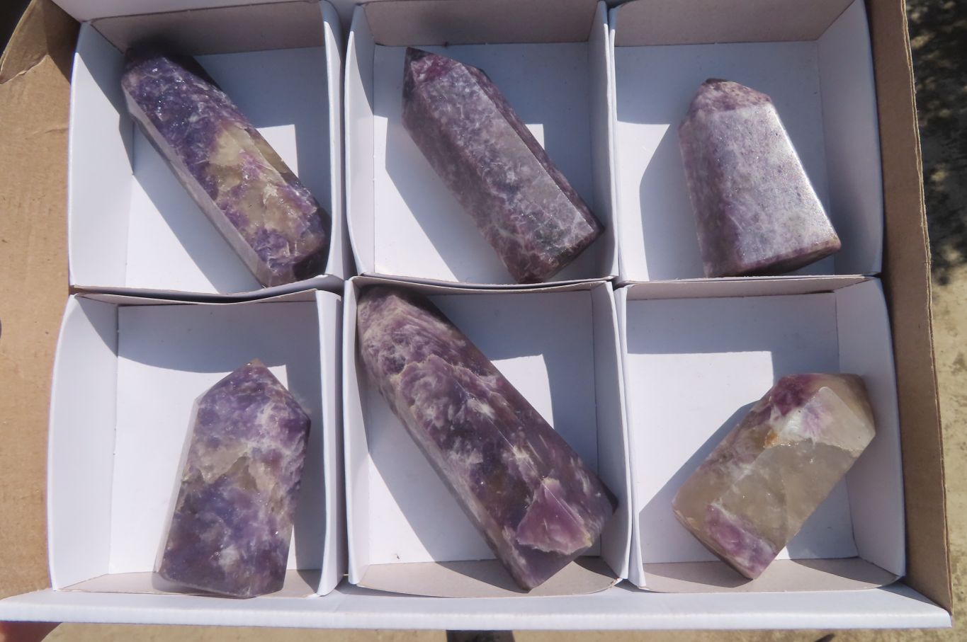 Polished Lepidolite Points x 6 From Madagascar - Toprock Gemstones and Minerals 
