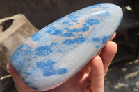 Polished Blue Spinel Spotted Quartz Standing Free Form x 1 From Madagascar - Toprock Gemstones and Minerals 