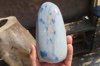 Polished Blue Spinel Spotted Quartz Standing Free Form x 1 From Madagascar - Toprock Gemstones and Minerals 