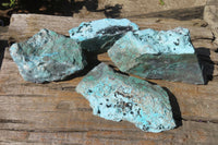 Natural Drusy Coated Chrysocolla Specimens x 4 From Congo - Toprock Gemstones and Minerals 