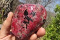 Polished Rhodonite Standing Free Forms x 2 From Zimbabwe - Toprock Gemstones and Minerals 