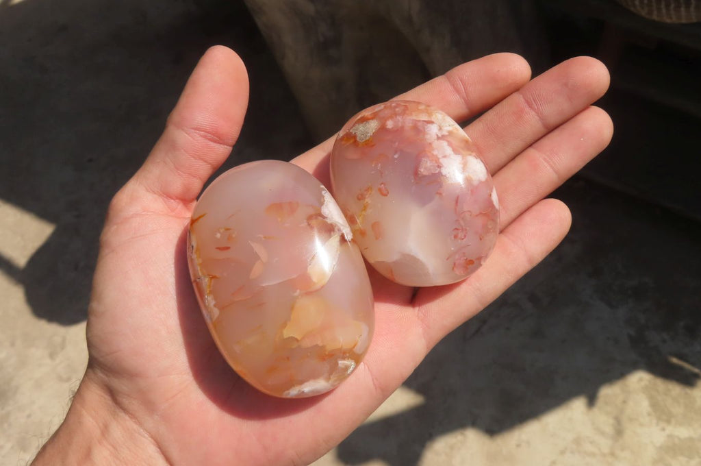 Polished Ocean Flower Agate Palm Stones x 12 From Antsahalova, Madagascar - Toprock Gemstones and Minerals 