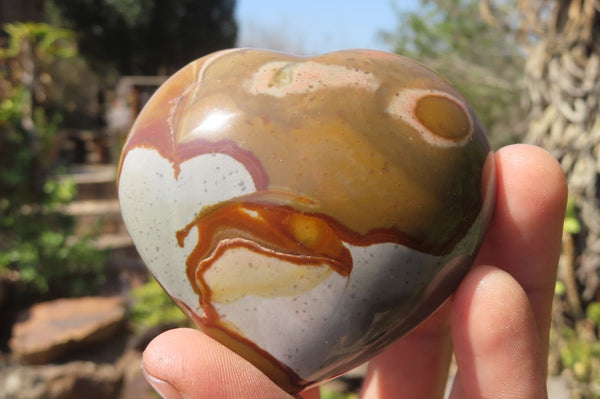 Polished Polychrome Jasper Hearts x 6 From Mahajanga, Madagascar
