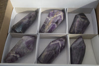 Polished Chevron Amethyst Crystals x 6 From Zambia