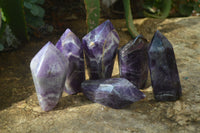 Polished Chevron Amethyst Crystals x 6 From Zambia