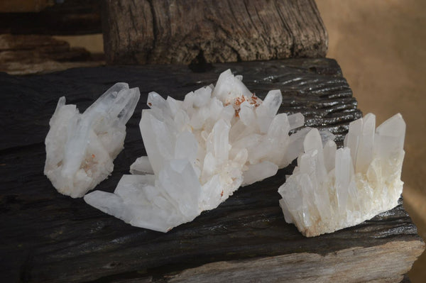 Natural Clear Quartz Clusters x 3 From Ambatofinandrahana, Madagascar - Toprock Gemstones and Minerals 