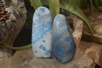 Polished Blue Spinel Spotted Quartz Standing Free Forms x 2 From Madagascar - Toprock Gemstones and Minerals 