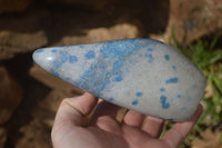 Polished Blue Spinel Spotted Quartz Standing Free Forms x 2 From Madagascar - Toprock Gemstones and Minerals 