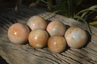 Polished Feldspar In Quartz Spheres x 6 From Zimbabwe - Toprock Gemstones and Minerals 