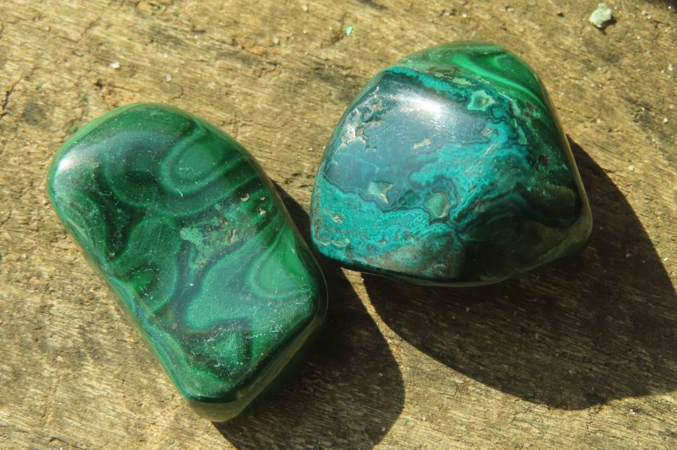 Polished Flower Banded Malachite Free Forms x 35 From Congo - Toprock Gemstones and Minerals 