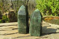 Polished Green Fuchsite Quartz Points x 3 From Madagascar