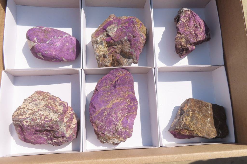 Natural Metallic Purpurite Cobbed Specimens x 6 From Erongo, Namibia - Toprock Gemstones and Minerals 