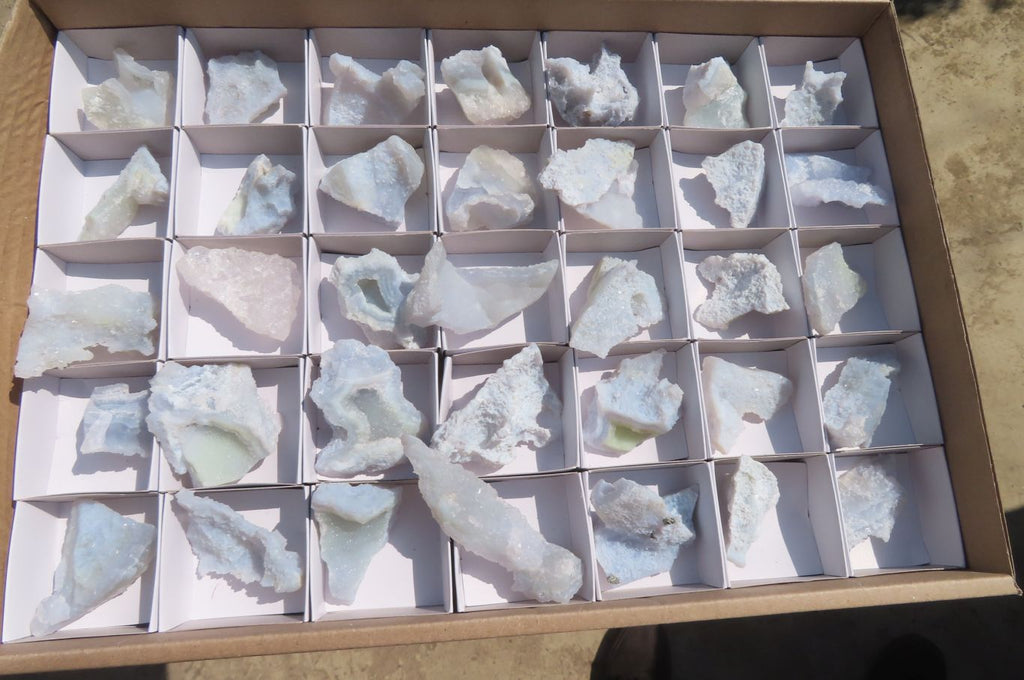 Natural Etched Blue Chalcedony Specimens x 35 From Nsanje, Malawi - Toprock Gemstones and Minerals 