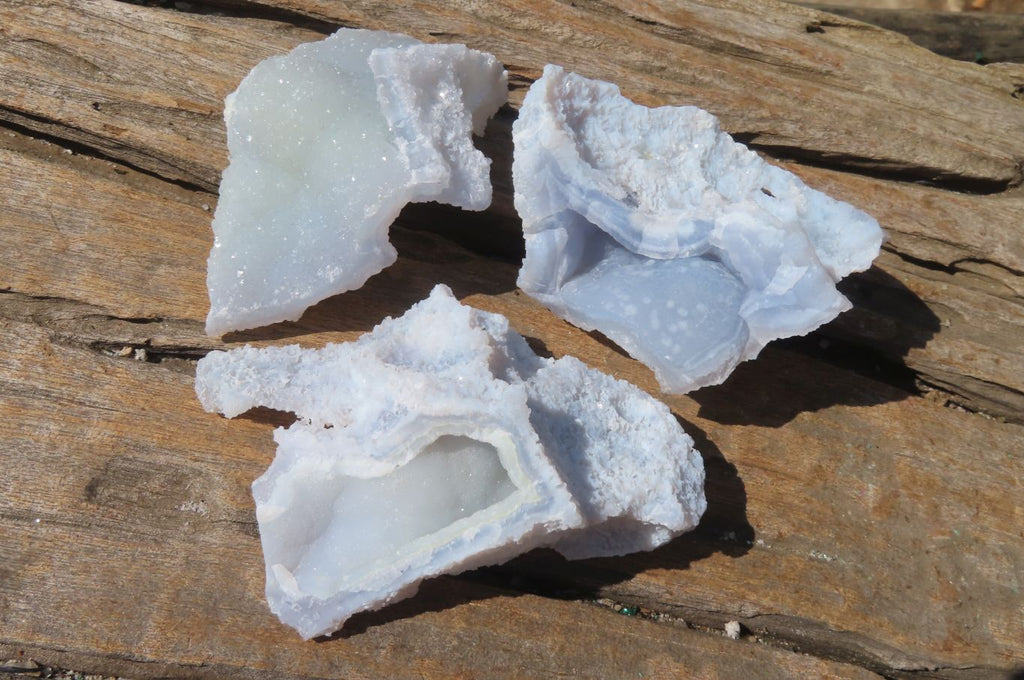 Natural Etched Blue Chalcedony Specimens x 12 From Nsanje, Malawi - Toprock Gemstones and Minerals 