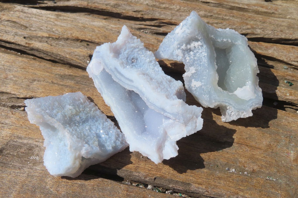 Natural Etched Blue Chalcedony Specimens x 12 From Nsanje, Malawi - Toprock Gemstones and Minerals 