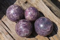 Polished Purple Lepidolite Spheres x 4 From Madagascar - Toprock Gemstones and Minerals 