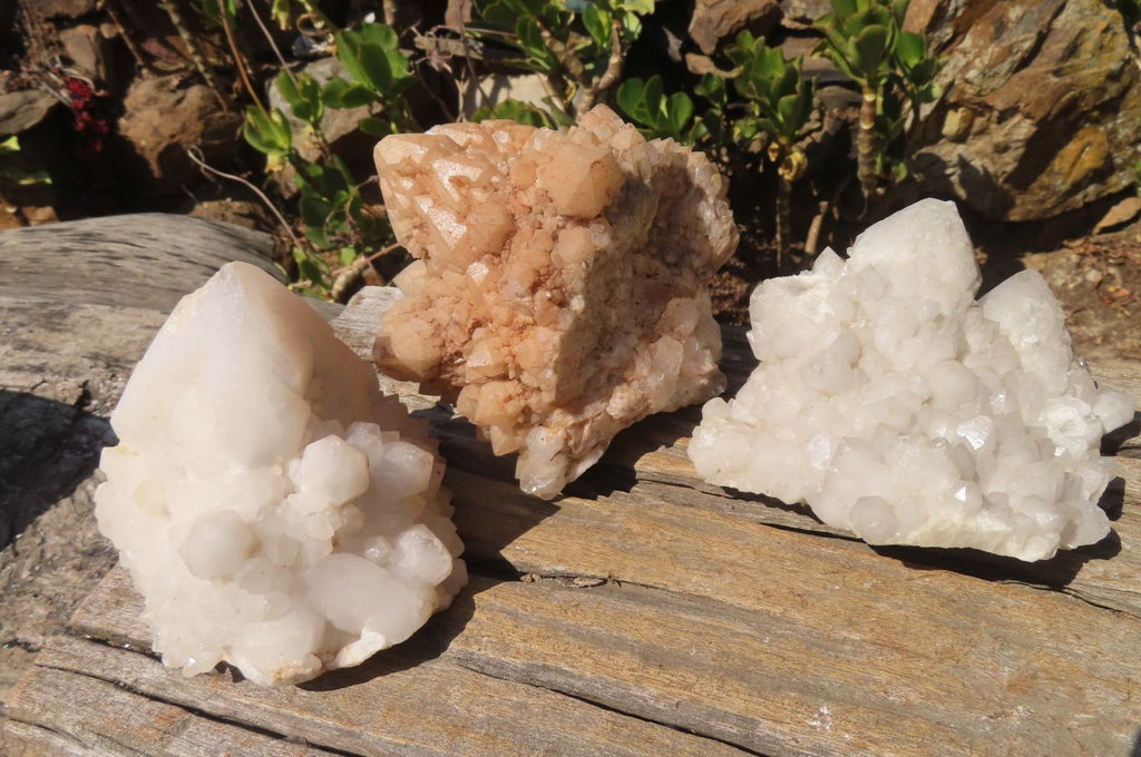 Natural Pineapple Candle Quartz Clusters x 3 From Antsirabe, Madagascar - Toprock Gemstones and Minerals 