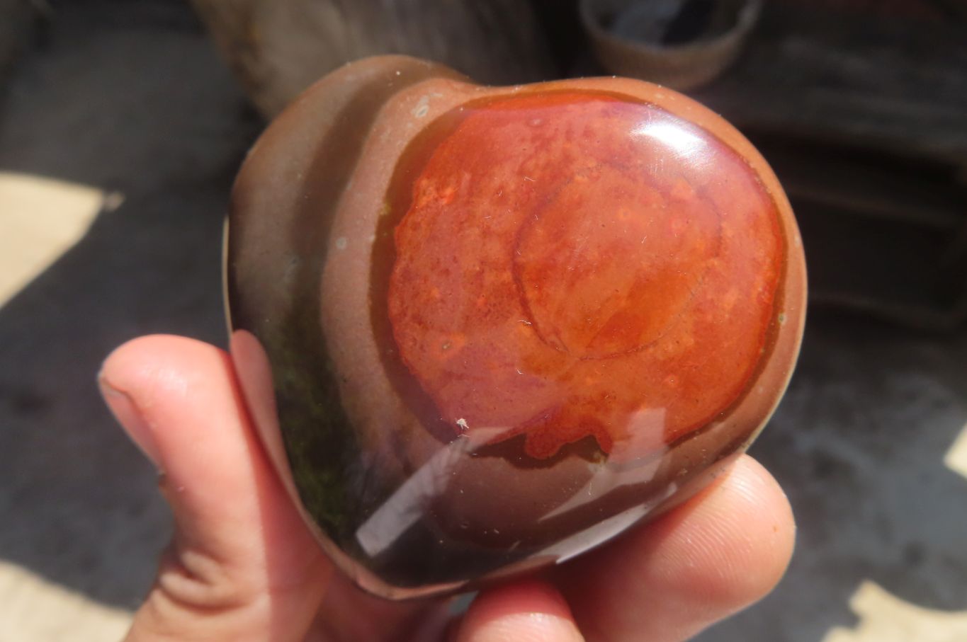 Polished Polychrome Jasper Gemstone Hearts x 6 From Madagascar - Toprock Gemstones and Minerals 