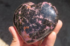 Polished Rhodonite Gemstone Hearts x 3 From Ambindavato, Madagascar - Toprock Gemstones and Minerals 