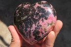 Polished Rhodonite Gemstone Hearts x 3 From Ambindavato, Madagascar - Toprock Gemstones and Minerals 