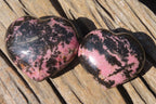 Polished Rhodonite Gemstone Hearts x 3 From Ambindavato, Madagascar - Toprock Gemstones and Minerals 