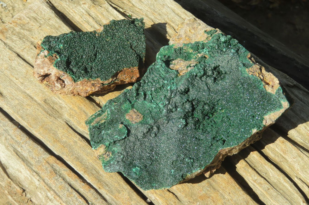 Natural Crystalline Malachite Specimens x 2 From Kasompe, Congo - Toprock Gemstones and Minerals 