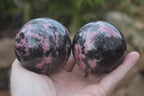 Polished Rhodonite Sphere-Balls x 3 From Ambindavato, Madagascar - Toprock Gemstones and Minerals 