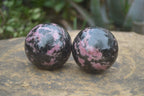 Polished Rhodonite Sphere-Balls x 3 From Ambindavato, Madagascar - Toprock Gemstones and Minerals 