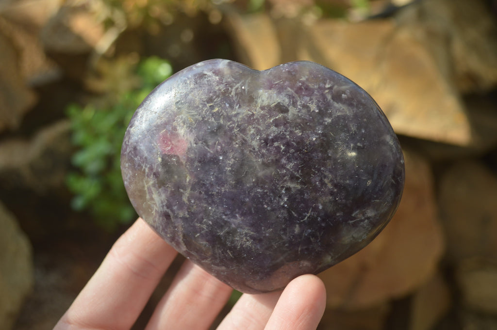 Polished Lepidolite Gemstone Hearts x 6 From Madagascar - Toprock Gemstones and Minerals 