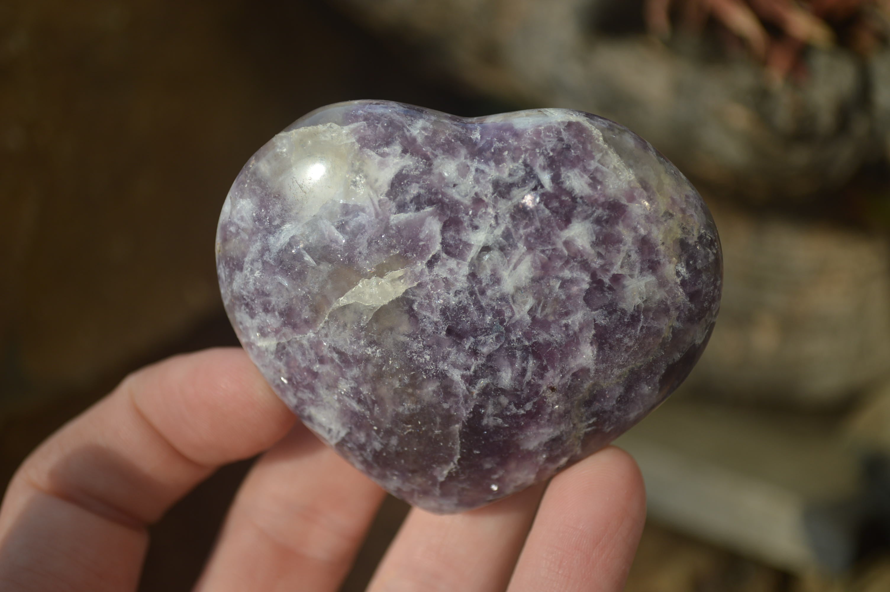 Polished Lepidolite Gemstone Hearts x 6 From Madagascar - Toprock Gemstones and Minerals 