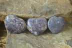Polished Lepidolite Gemstone Hearts x 6 From Madagascar - Toprock Gemstones and Minerals 