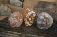 Polished Flower Agate Standing Free Forms x 3 From Madagascar - Toprock Gemstones and Minerals 