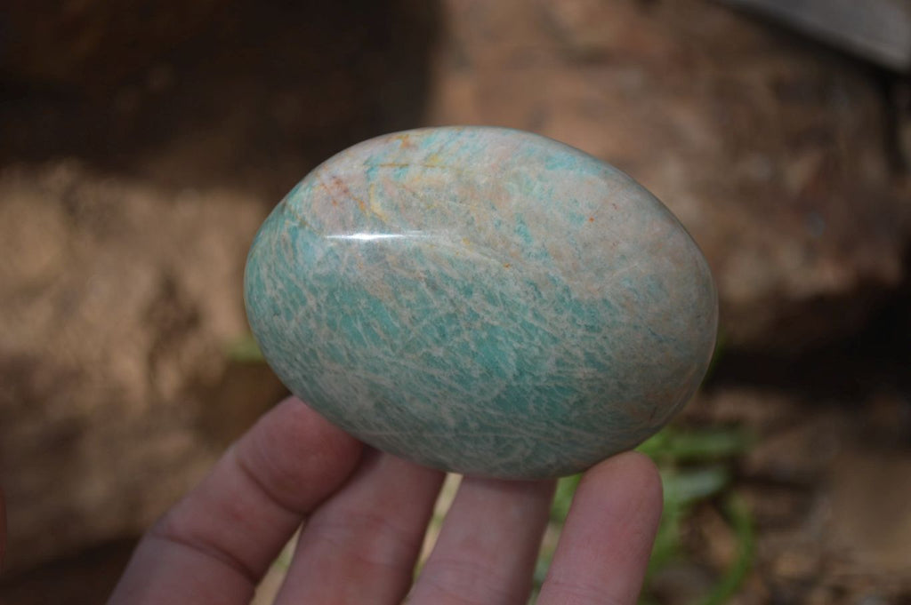 Polished Amazonite Galet / Palm Stones x 12 From Zimbabwe - Toprock Gemstones and Minerals 