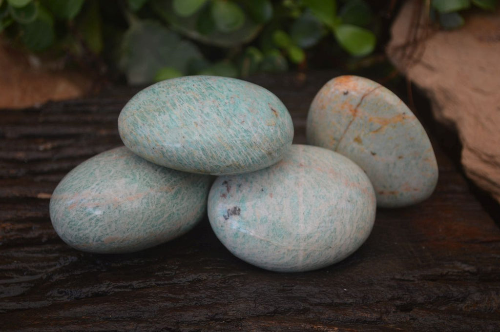Polished Amazonite Galet / Palm Stones x 12 From Zimbabwe - Toprock Gemstones and Minerals 